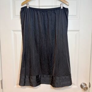 Velrose Black Nylon Half Slip Skirt Lingerie 5X Midi Layer Silky Snip-it Adj Hem